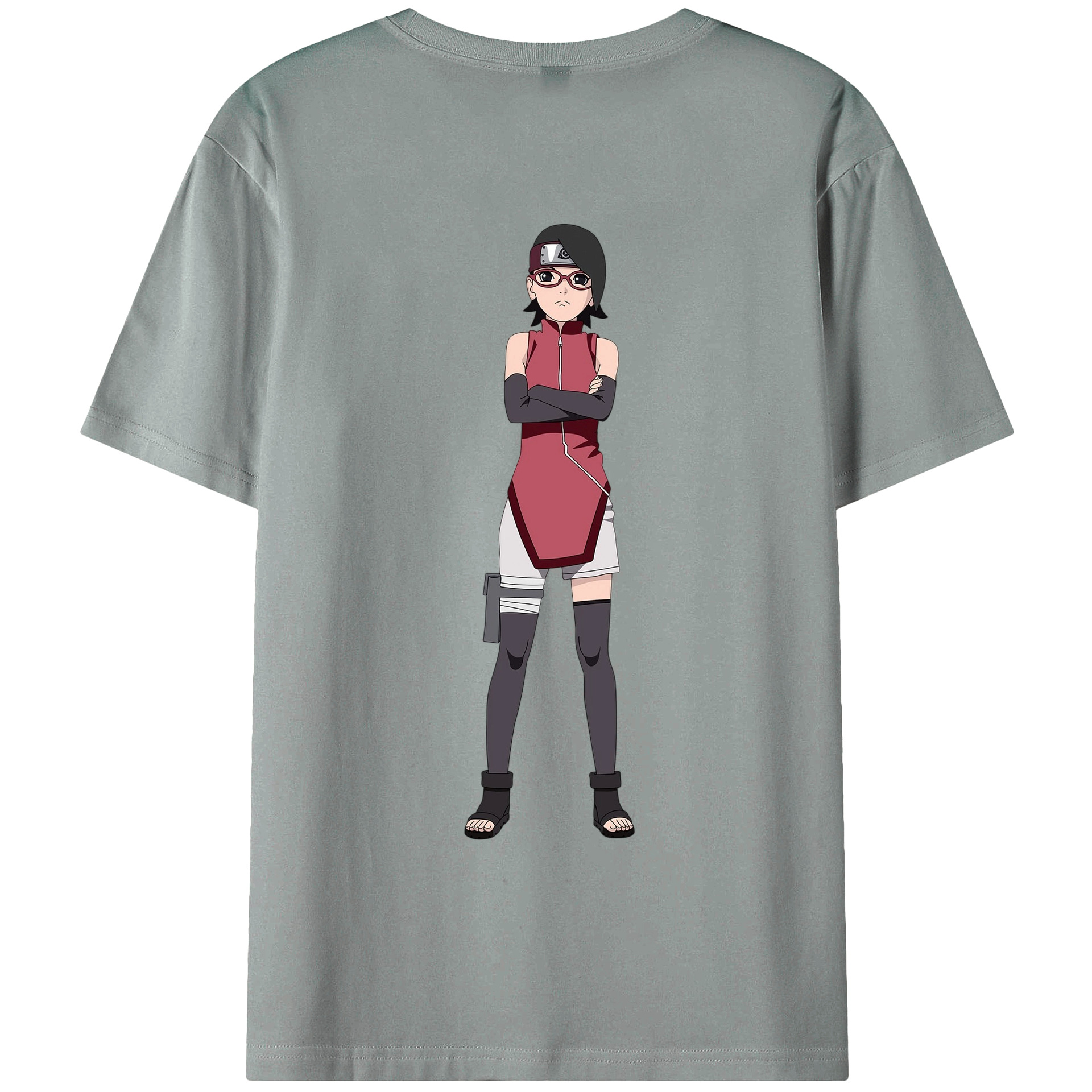 （画像用） NARUTO -ナルト- うちは サラダ Uchiha Sarada 綿100％ メンズ半袖Tシャツ（バックプリント） 通気性